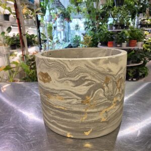 Circle pot (taupe marbling with gold foils)