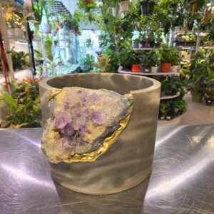 Circle pot with L amethyst crystal